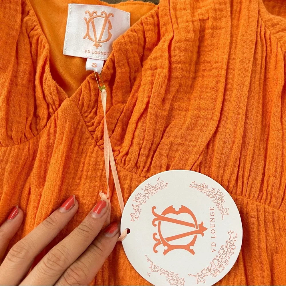 VD Lounge by VICI Orange Colorblock Tiered Gauze Dress NWT Size M - Picture 2 of 7